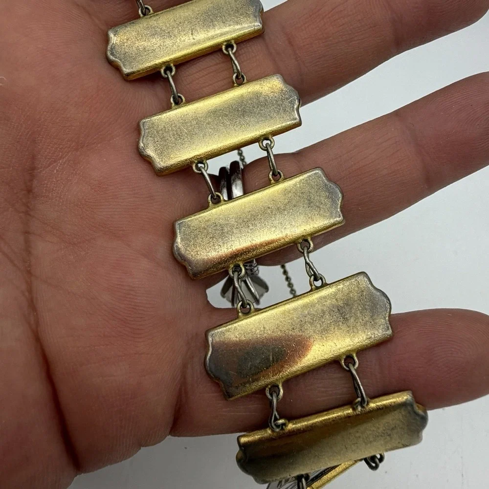 Vintage Japanese Satsuma Bamboo Bracelet Inlay Link Panel Security Chain Read